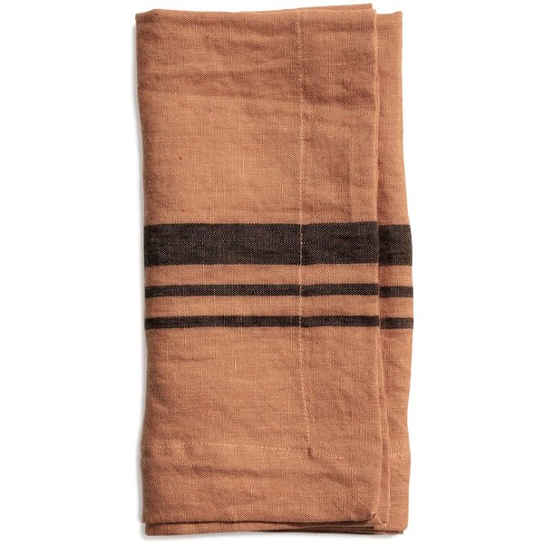 Servett LITTLEWOOD i linné, stripe, Dry Terracotta, 4-pack
