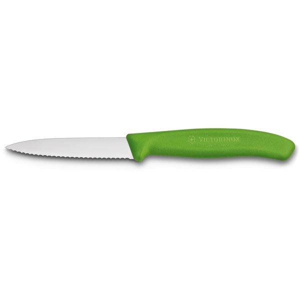 Tagget Skrellekniv 8 cm Nylonhåndtak Grønn