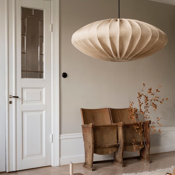 Ellipse taklampa, 65 cm, linne, sand